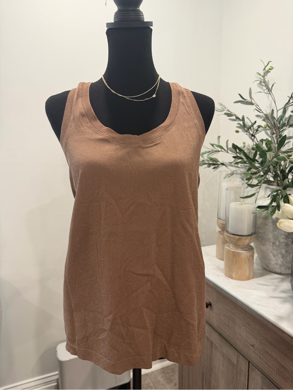 Athleta Metallic Copper-Brown Scoop Neck Tank